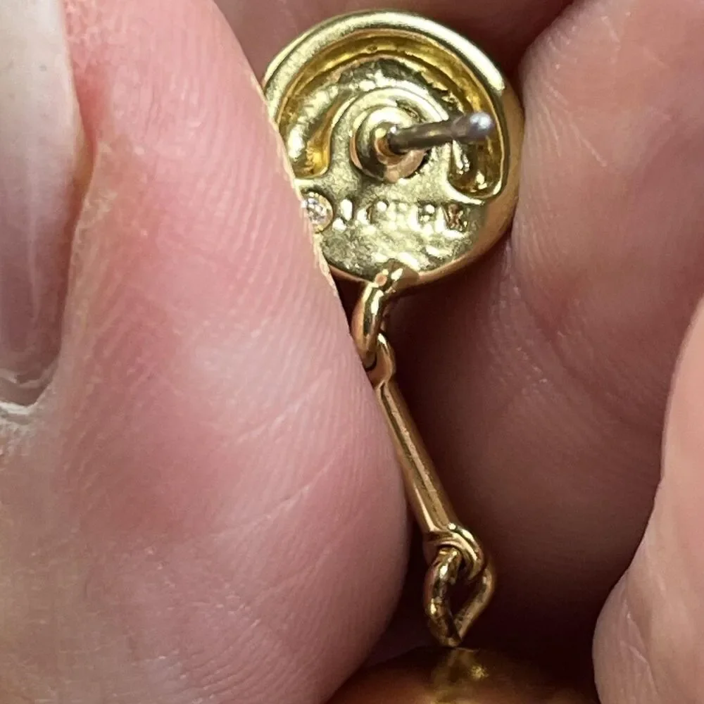 J Crew Earrings Gold Tone Beaded Ball Dangle Drop Women Jewelry Statement Signed - Picture 4 of 5